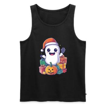 Halloween Geschenk Geist mit Weihnachtsmütze Deko - Männer Premium Bio Tank Top - Schwarz - Vorne - Michal (187cm)