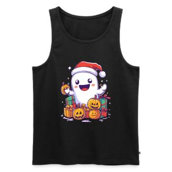 Halloween Gift Ghost with Christmas Hat Decoration - Men's Premium Organic Tank Top - black - Front - Michal (187cm)