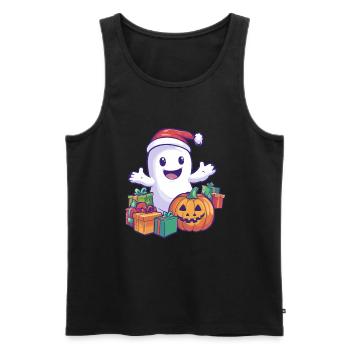 Halloween Gift Ghost with Christmas Hat Decoration - Men's Premium Organic Tank Top - black - Front - Michal (187cm)