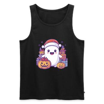 Halloween Gift Ghost with Christmas Hat Decoration - Men's Premium Organic Tank Top - black - Front - Michal (187cm)