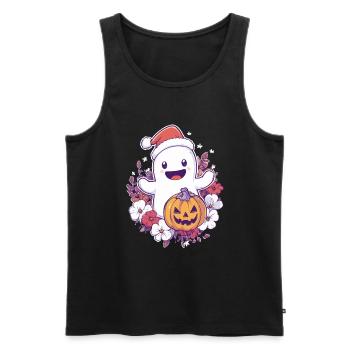 Halloween Geschenk Geist mit Weihnachtsmütze Deko - Männer Premium Bio Tank Top - Schwarz - Vorne - Michal (187cm)