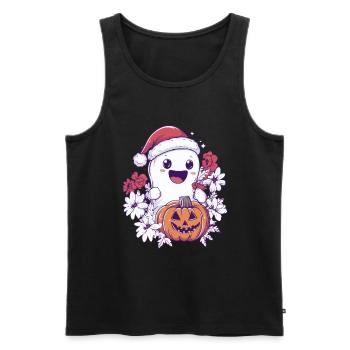 Halloween Gift Ghost with Christmas Hat Decoration - Men's Premium Organic Tank Top - black - Front - Michal (187cm)