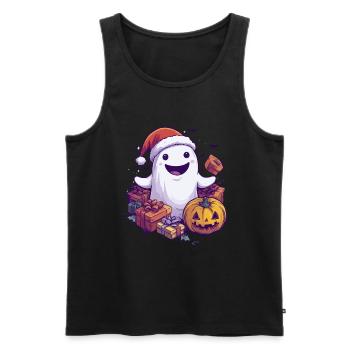 Halloween Geschenk Geist mit Weihnachtsmütze Deko - Männer Premium Bio Tank Top - Schwarz - Vorne - Michal (187cm)