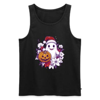 Halloween Gift Ghost with Christmas Hat Decoration - Men's Premium Organic Tank Top - black - Front - Michal (187cm)