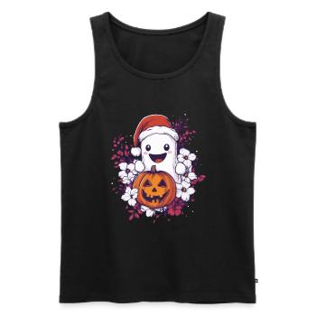 Halloween Gift Ghost with Christmas Hat Decoration - Men's Premium Organic Tank Top - black - Front - Michal (187cm)