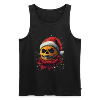 Halloween Geschenk Kürbis mit Weihnachtsmütze Deko - Männer Premium Bio Tank Top - Schwarz - Vorne - Michal (187cm)