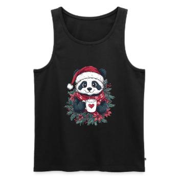 Panda Café Décoration de Noël Femmes Hommes Enfants - Débardeur bio Premium Homme - noir - Devant - Michal (187cm)