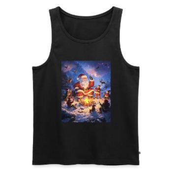 Père Noël Femmes Hommes Enfants Noël - Débardeur bio Premium Homme - noir - Devant - Michal (187cm)