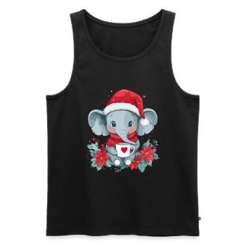 Elefant Kaffee Weihnachten Frauen Männer Kinder - Männer Premium Bio Tank Top - Schwarz - Vorne - Michal (187cm)