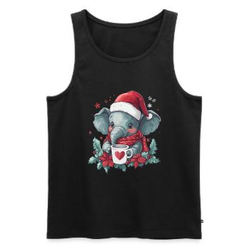 Elefant Kaffee Weihnachten Frauen Männer Kinder - Männer Premium Bio Tank Top - Schwarz - Vorne - Michal (187cm)