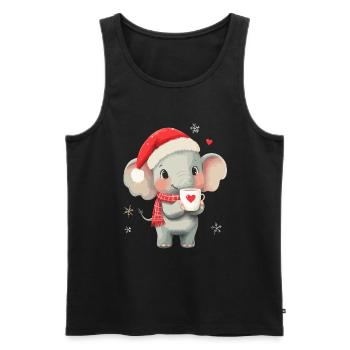 Elefant Kaffee Weihnachten Frauen Männer Kinder - Männer Premium Bio Tank Top - Schwarz - Vorne - Michal (187cm)