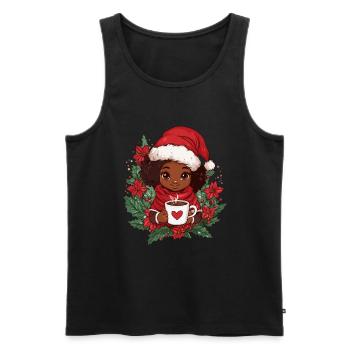 Afrikanische Weihnachtsfrau Kaffee Weihnachten - Männer Premium Bio Tank Top - Schwarz - Vorne - Michal (187cm)