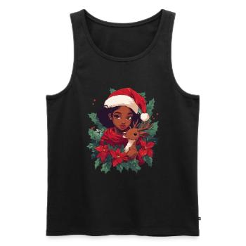 Afrikanische Weihnachtsfrau Kaffee Weihnachten - Männer Premium Bio Tank Top - Schwarz - Vorne - Michal (187cm)