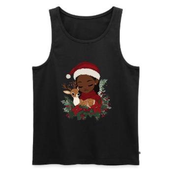 Afrikanische Weihnachtsfrau Kaffee Weihnachten - Männer Premium Bio Tank Top - Schwarz - Vorne - Michal (187cm)