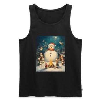 Schneemann Lagerfeuer Weihnachten Frauen Männer - Männer Premium Bio Tank Top - Schwarz - Vorne - AI Model Male 178 light (178cm)