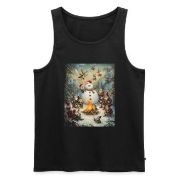 Bonhomme de neige feu de camp Noël Femmes Hommes - Débardeur bio Premium Homme - noir - Devant - Michal (187cm)