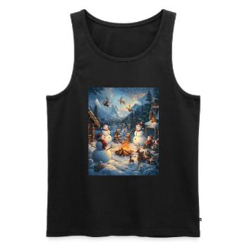 Schneemann Lagerfeuer Weihnachten Frauen Männer - Männer Premium Bio Tank Top - Schwarz - Vorne - AI Model Male 178 light (178cm)