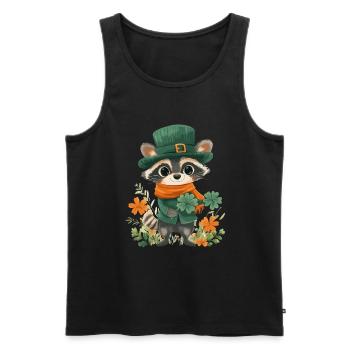St Patrick’s Day Raccoon Décoration Femmes Hommes Enfants - Débardeur bio Premium Homme - noir - Devant - Michal (187cm)