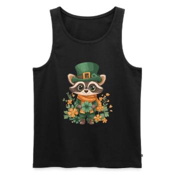 St Patrick’s Day Raccoon Décoration Femmes Hommes Enfants - Débardeur bio Premium Homme - noir - Devant - Michal (187cm)
