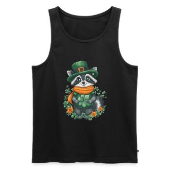 St Patrick’s Day Raccoon Décoration Femmes Hommes Enfants - Débardeur bio Premium Homme - noir - Devant - Michal (187cm)