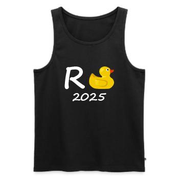Canard Pension 2025 Pension Retraite Grand-père Mamie Retraité - Débardeur bio Premium Homme - noir - Devant - Michal (187cm)
