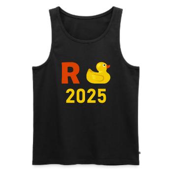 Canard Pension 2025 Pension Retraite Grand-père Mamie Retraité - Débardeur bio Premium Homme - noir - Devant - Michal (187cm)