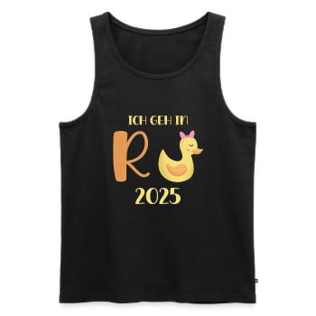Canard Pension 2025 Pension Retraite Grand-père Mamie Retraité - Débardeur bio Premium Homme - noir - Devant - Michal (187cm)