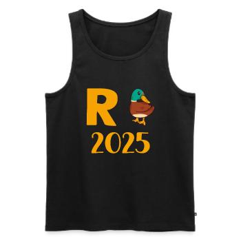 Canard Pension 2025 Pension Retraite Grand-père Mamie Retraité - Débardeur bio Premium Homme - noir - Devant - Michal (187cm)
