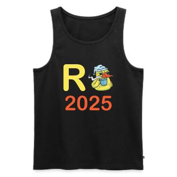 Canard Pension 2025 Pension Retraite Grand-père Mamie Retraité - Débardeur bio Premium Homme - noir - Devant - Michal (187cm)