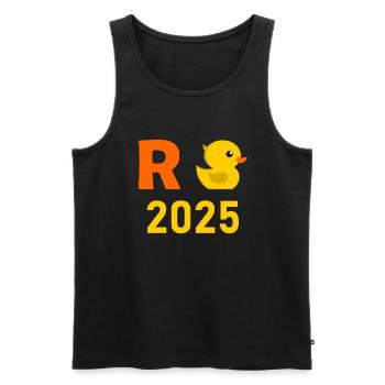 Canard Pension 2025 Pension Retraite Grand-père Mamie Retraité - Débardeur bio Premium Homme - noir - Devant - Michal (187cm)