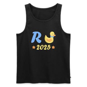 Canard Pension 2025 Pension Retraite Grand-père Mamie Retraité - Débardeur bio Premium Homme - noir - Devant - Michal (187cm)