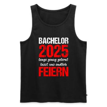 Bachelor 2025 Assez appris Cadeau Etudiant Uni - Débardeur bio Premium Homme - noir - Devant - Michal (187cm)