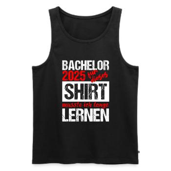 Bachelor 2025 Assez appris Cadeau Etudiant Uni - Débardeur bio Premium Homme - noir - Devant - Michal (187cm)