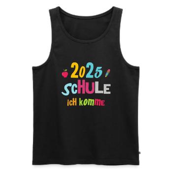 Écolier 2025 Inscription des jeunes filles à l’école 2025 Décoration - Débardeur bio Premium Homme - noir - Devant - AI Model Male 178 light (178cm)