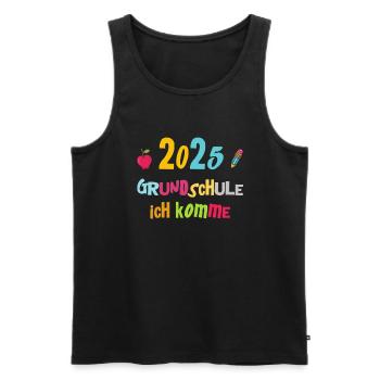 Écolier 2025 Inscription des jeunes filles à l’école 2025 Décoration - Débardeur bio Premium Homme - noir - Devant - AI Model Male 178 light (178cm)
