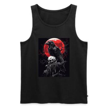Corbeau Crâne Lune Gothique Noir Corbeau - Débardeur bio Premium Homme - noir - Devant - AI Model Male 178 light (178cm)