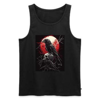 Raven Skull Moon Dark Gothic Black Crow - Men's Premium Organic Tank Top - black - Front - AI Model Male 178 light (178cm)