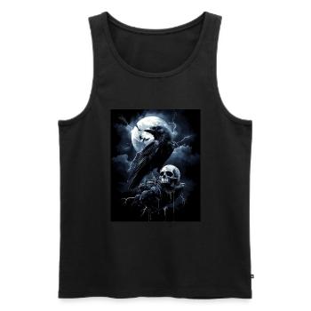 Corbeau Crâne Lune Gothique Noir Corbeau - Débardeur bio Premium Homme - noir - Devant - Michal (187cm)