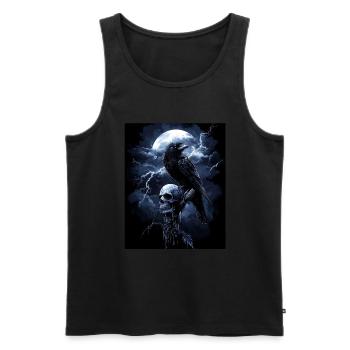 Raven Skull Moon Dark Gothic Black Crow - Men's Premium Organic Tank Top - black - Front - AI Model Male 178 light (178cm)