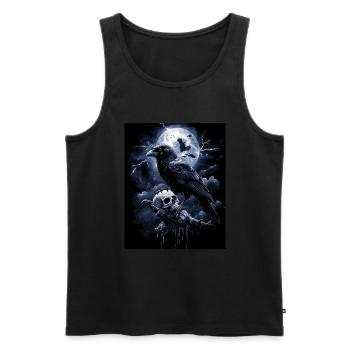 Raven Skull Moon Dark Gothic Black Crow - Men's Premium Organic Tank Top - black - Front - AI Model Male 178 light (178cm)