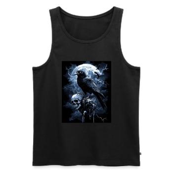 Raven Skull Moon Dark Gothic Black Crow - Men's Premium Organic Tank Top - black - Front - AI Model Male 178 light (178cm)
