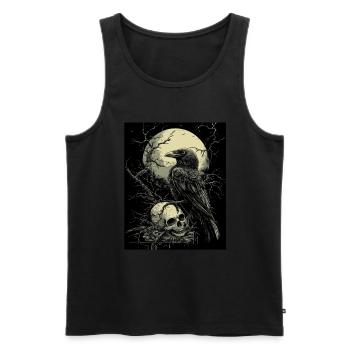 Raven Skull Moon Dark Gothic Black Crow - Men's Premium Organic Tank Top - black - Front - AI Model Male 178 light (178cm)