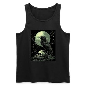 Corbeau Crâne Lune Gothique Noir Corbeau - Débardeur bio Premium Homme - noir - Devant - Michal (187cm)
