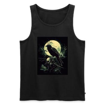 Raven Skull Moon Dark Gothic Black Crow - Men's Premium Organic Tank Top - black - Front - AI Model Male 178 light (178cm)