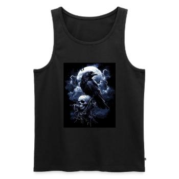 Corbeau Crâne Lune Gothique Noir Corbeau - Débardeur bio Premium Homme - noir - Devant - Michal (187cm)