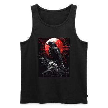 Raven Skull Moon Dark Gothic Black Crow - Men's Premium Organic Tank Top - black - Front - AI Model Male 178 light (178cm)