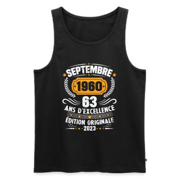 Cadeau anniversaire 63 Ans septembre 1960 Vintage - Débardeur bio Premium Homme - noir - Devant - Michal (187cm)