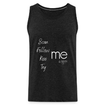 Scan Follow Kiss Try Me Humor White Social Network - Men's Premium Organic Tank Top - charcoal grey - Front - Alexander (188cm)