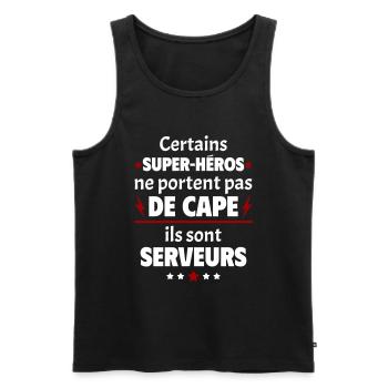 Certains super-héros sont serveurs, cadeau noël - Débardeur bio Premium Homme - noir - Devant - Michal (187cm)