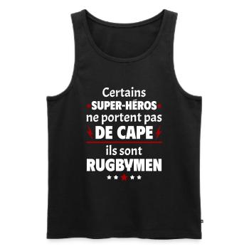 Certains super-héros sont rugbymen, cadeau noël - Débardeur bio Premium Homme - noir - Devant - Michal (187cm)
